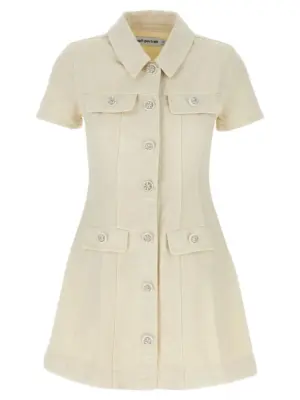'Cream Collared Denim Mini' dress SELF PORTRAIT White