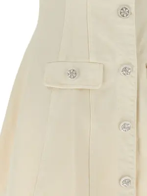 'Cream Collared Denim Mini' dress 100% cotton SELF PORTRAIT White