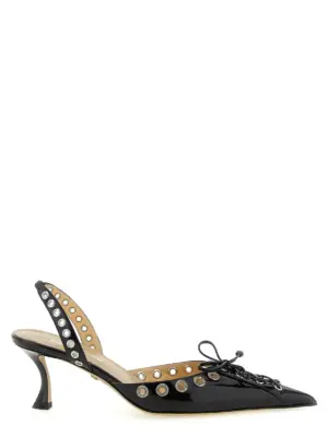 'Crystalized Corset' slingback MACH & MACH Black