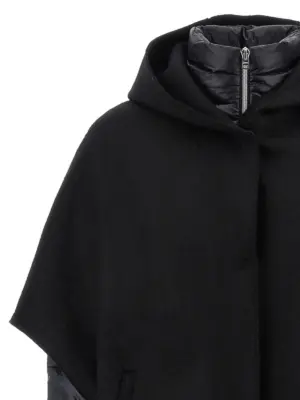2-in-1 'Resort' cape 100% virgin wool HERNO Black
