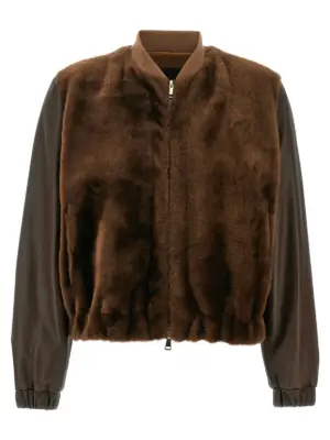Fur waistcoat bomber jacket FABIANA FILIPPI Brown