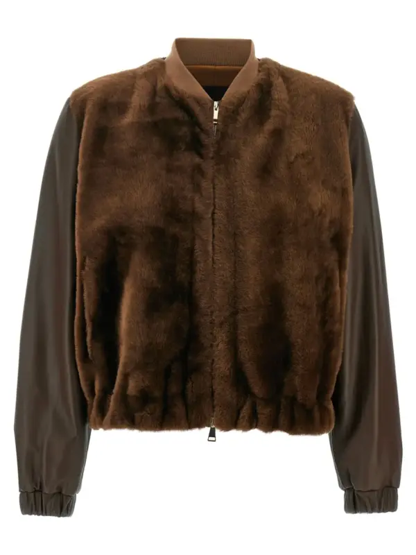 Fur waistcoat bomber jacket FABIANA FILIPPI Brown