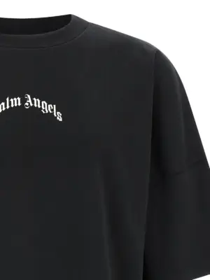 'Back Curved Logo' T-shirt Man PALM ANGELS White/Black