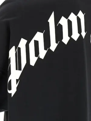 'Back Curved Logo' T-shirt 100% cotton PALM ANGELS White/Black