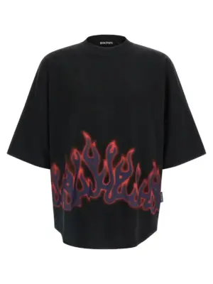 'Flames' T-shirt PALM ANGELS Black