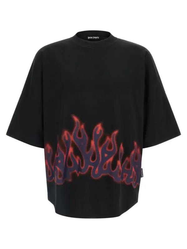 'Flames' T-shirt PALM ANGELS Black