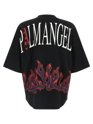 'Flames' T-shirt PMAA10BF25JER00310841084 PALM ANGELS Black