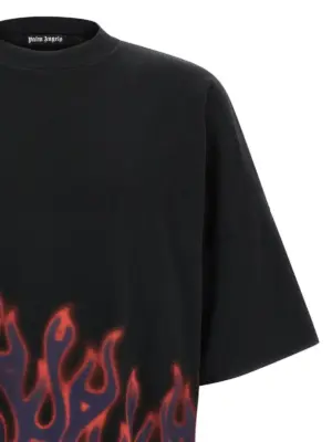 'Flames' T-shirt Man PALM ANGELS Black
