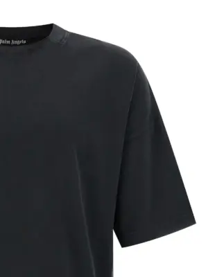 'Curved Logo' T-shirt Man PALM ANGELS Black