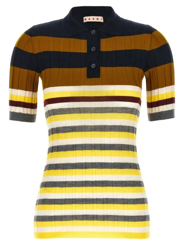 Ribbed wool polo shirt MARNI Multicolor