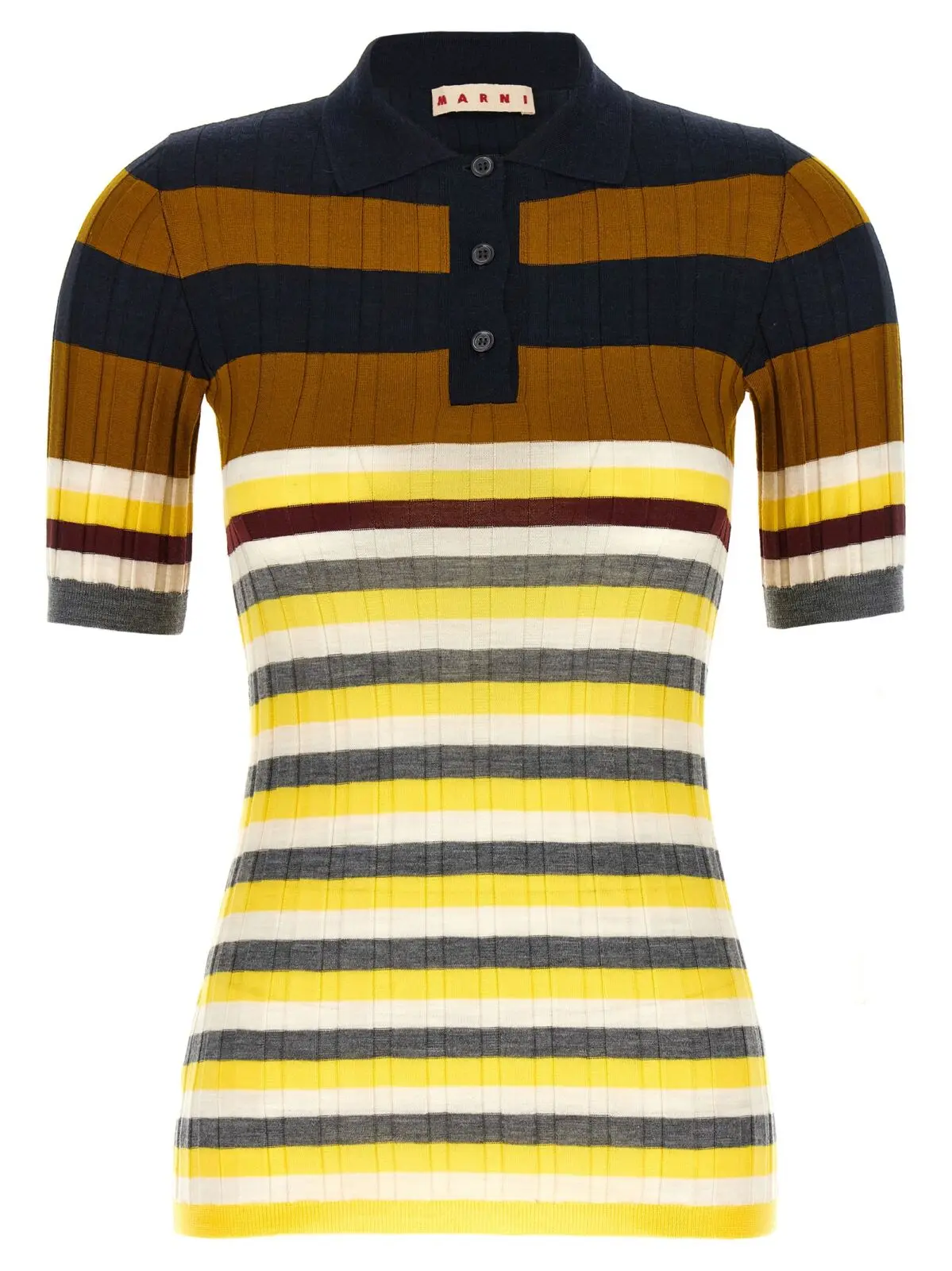 Поло Marni Ribbed wool Багатокольорове 1 Ribbed wool polo shirt MARNI Multicolor