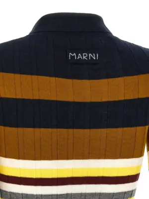 Ribbed wool polo shirt 100% virgin wool MARNI Multicolor