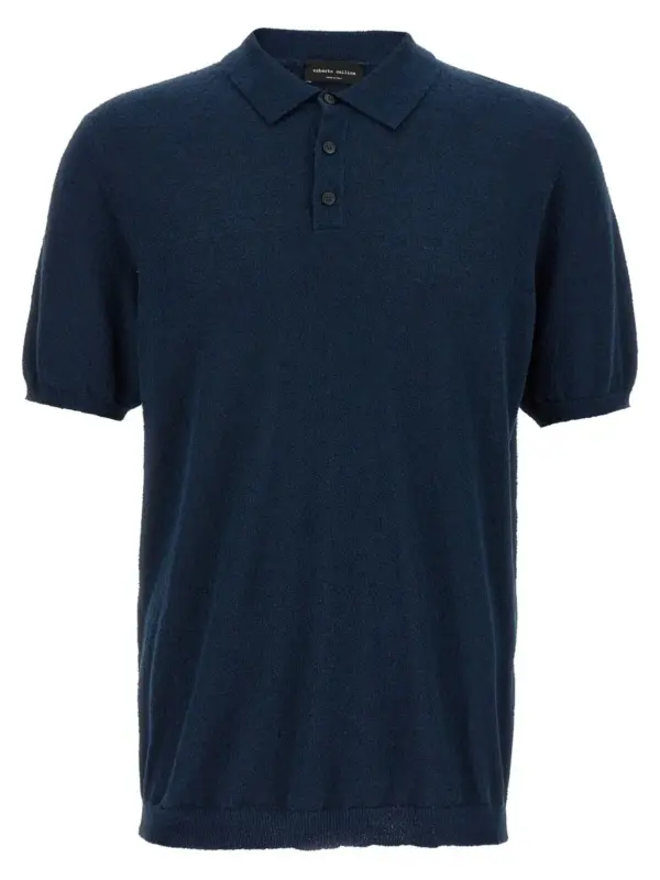 Spongy cotton polo shirt ROBERTO COLLINA Blue