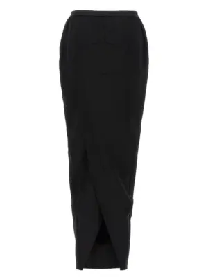 'Soft Pillar Long' skirt RP02E4331WST09 RICK OWENS Black