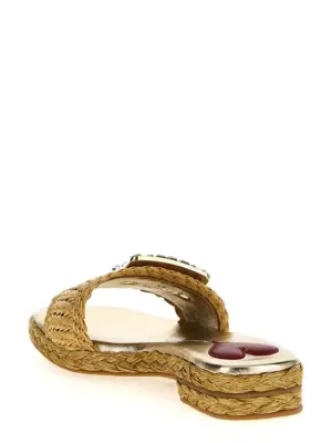 Raffia jewel sandals Woman ROGER VIVIER Beige