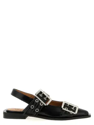 'Black Feminine Buckle' slingback GANNI Black