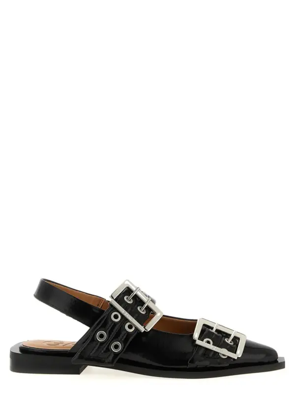 'Black Feminine Buckle' slingback GANNI Black