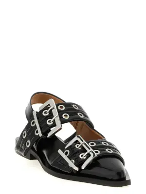 'Black Feminine Buckle' slingback S2730099 GANNI Black