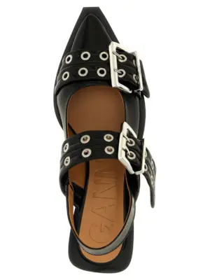 'Black Feminine Buckle' slingback 100% polyester GANNI Black