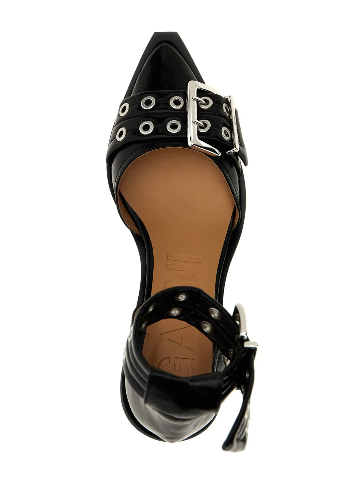 Туфлі-лодочки Buckle Open Cut Ganni Чорні 4 'Buckle Open Cut Pumps' pumps 51% polyester