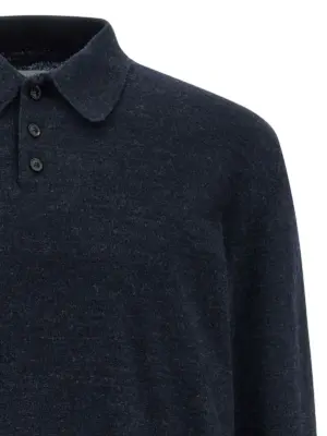 Suede patch polo shirt Man MAISON MARGIELA Blue