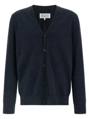 Suede patch cardigan MAISON MARGIELA Blue