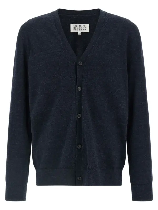 Suede patch cardigan MAISON MARGIELA Blue