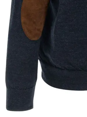 Suede patch cardigan 100% wool MAISON MARGIELA Blue