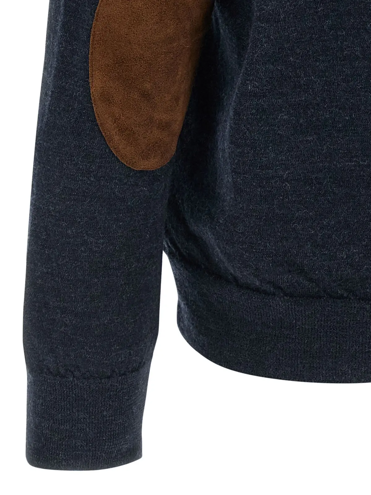 Кардиган Maison Margiela зі шкіряними вставками Синій 4 Suede patch cardigan 100% wool MAISON MARGIELA Blue