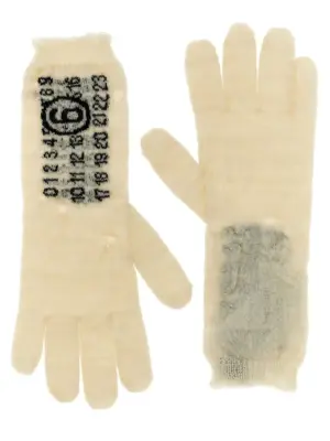 'Numeric signature MM6' gloves MM6 MAISON MARGIELA White/Black