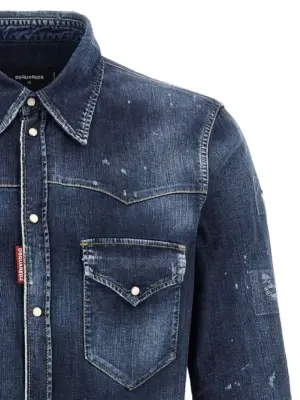 'Fashion western' shirt Man DSQUARED2 Blue