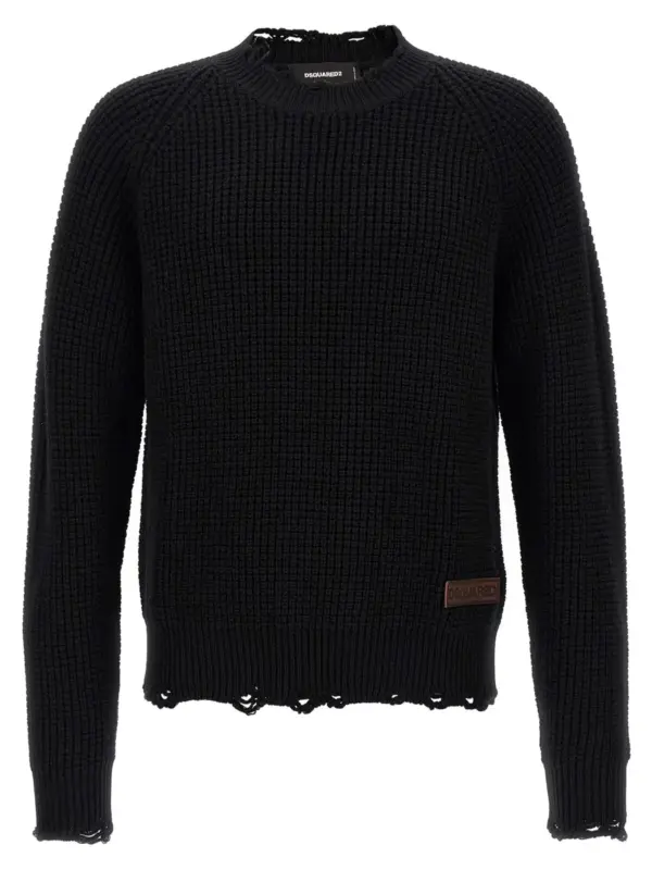 'destroyed' sweater DSQUARED2 Black