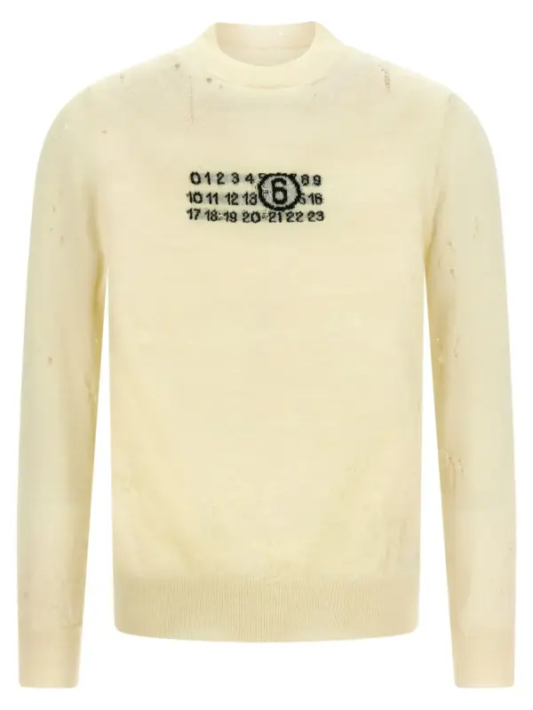 'Numeric signature MM6' sweater MM6 MAISON MARGIELA Beige