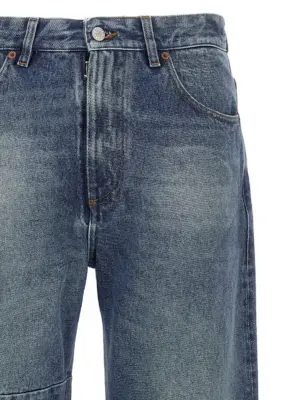 Asymmetric stitching jeans Man MM6 MAISON MARGIELA Blue