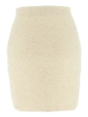 'Cream Sequin Knit Mini' skirt SS25019SKCCREAM SELF PORTRAIT White/Black