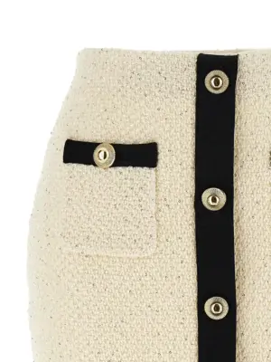 'Cream Sequin Knit Mini' skirt Woman SELF PORTRAIT White/Black