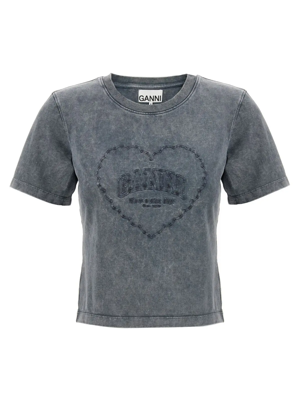 Футболка Ganni Grey Washed Heart Сіра 1 'Grey Washed Heart' T-shirt GANNI Gray