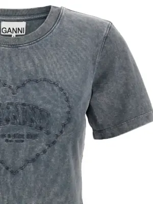 'Grey Washed Heart' T-shirt Woman GANNI Gray