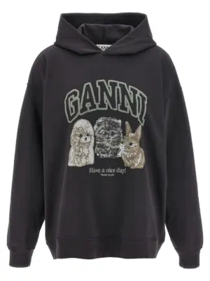 'Grey Animal Print' hoodie GANNI Gray