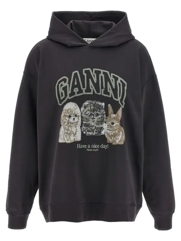 'Grey Animal Print' hoodie GANNI Gray
