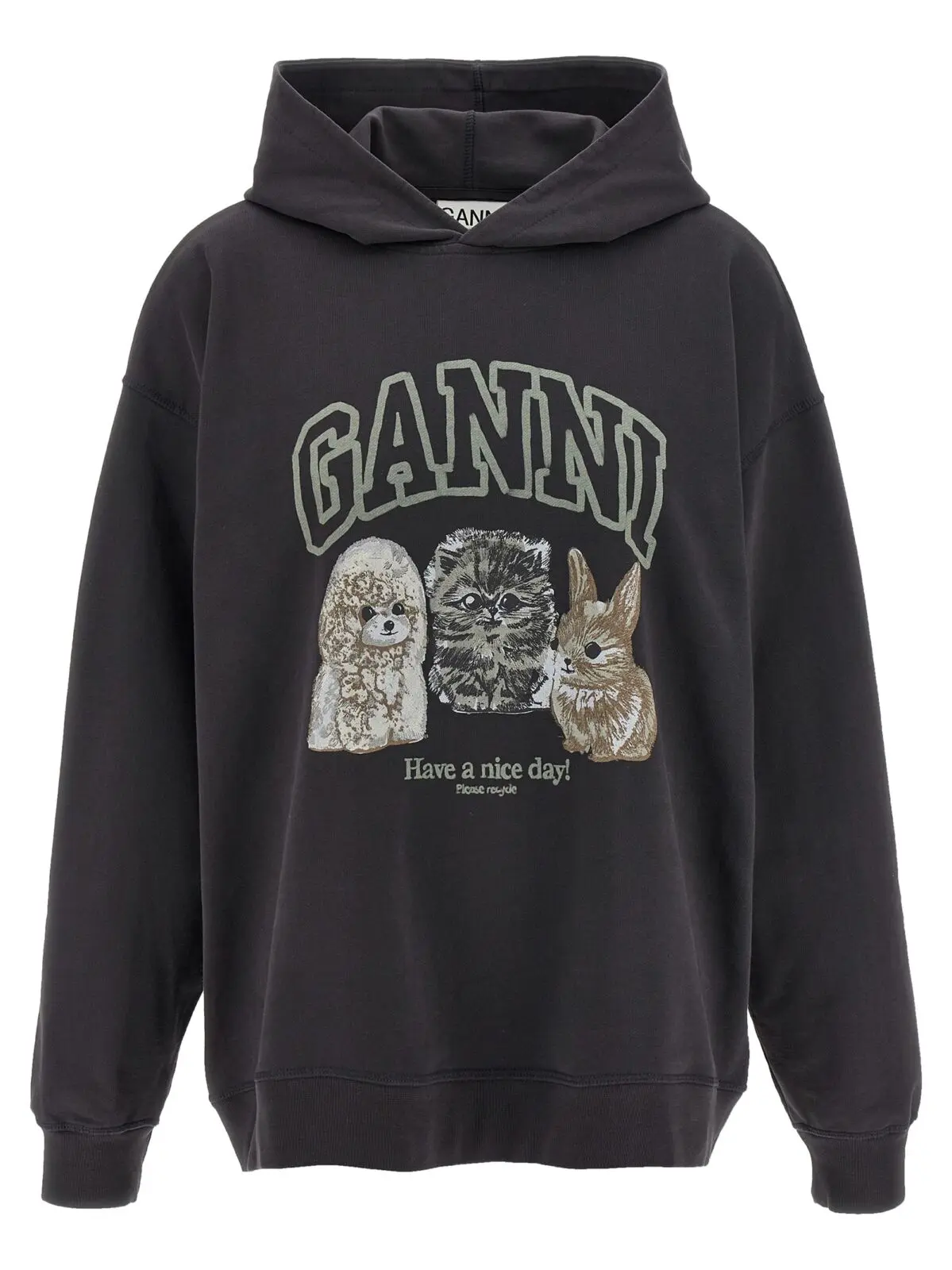 Худі Grey Animal Print Ganni Сірий 1 'Grey Animal Print' hoodie GANNI Gray
