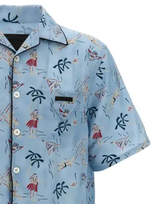 'Hawaii' shirt Man PRADA Light Blue