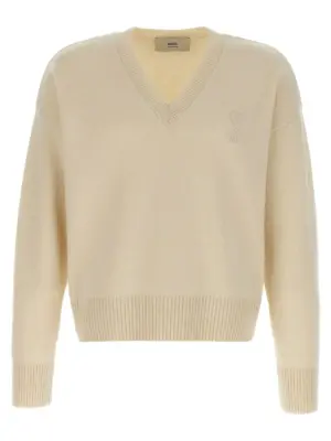 Puff logo patch sweater AMI PARIS Beige