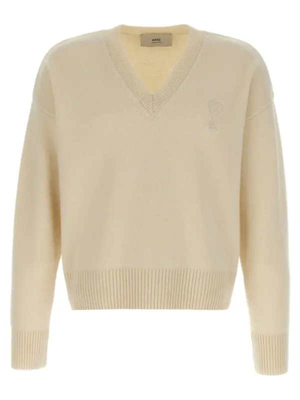 Puff logo patch sweater AMI PARIS Beige