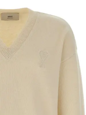 Puff logo patch sweater Man AMI PARIS Beige