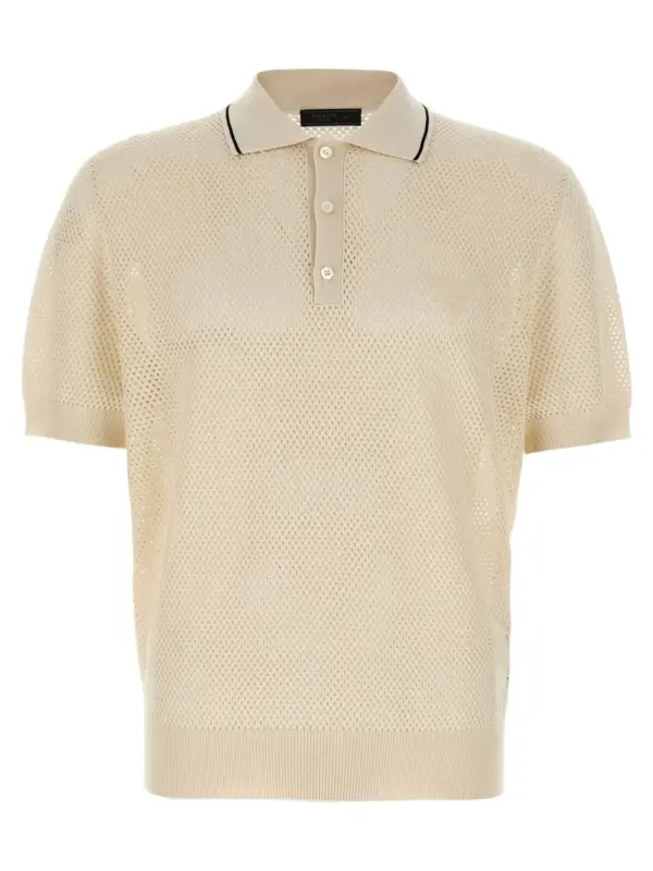 Openwork polo shirt PRADA White