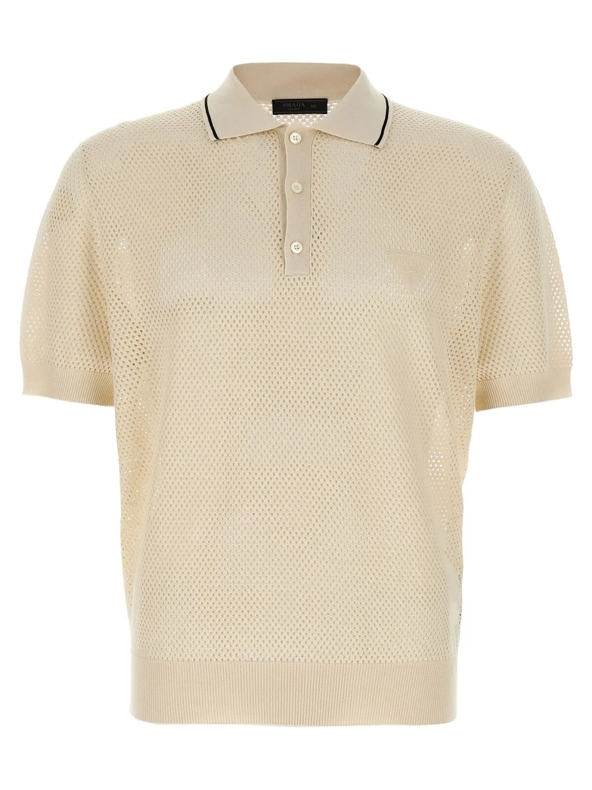 Поло Prada ажурне Біле 1 Openwork polo shirt PRADA White
