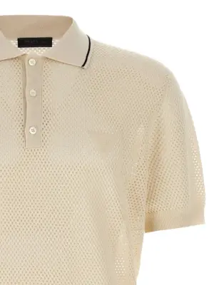 Openwork polo shirt Man PRADA White