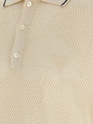 Openwork polo shirt 62% silk