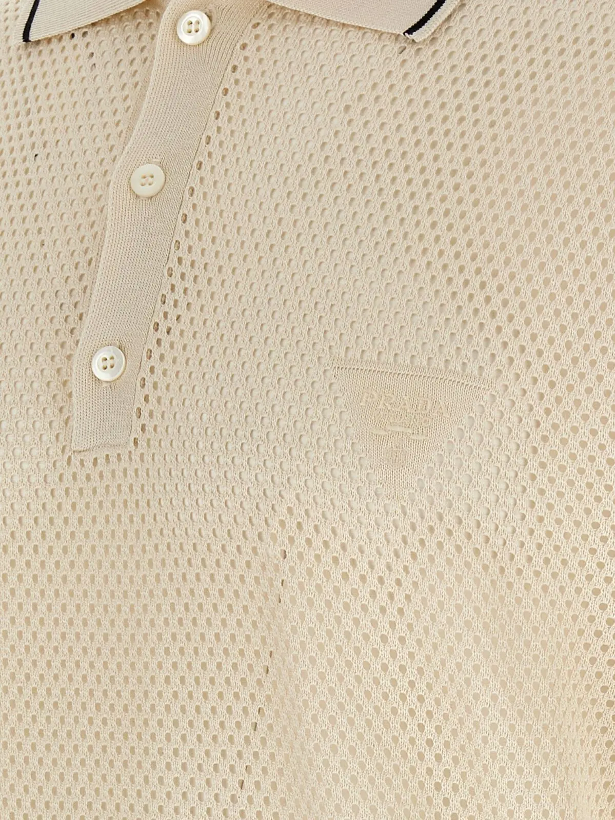 Поло Prada ажурне Біле 4 Openwork polo shirt 62% silk